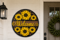 Welcome Sunflower Sign laser cut file SVG | Door Hanger Product Image 3