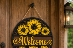 Welcome Sunflower Sign laser cut file SVG | Door Hanger Product Image 12