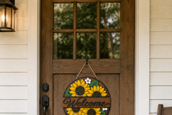 Summer Sunflower Welcome Sign SVG | Door Hanger Glowforge Product Image 5