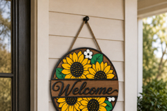 Summer Sunflower Welcome Sign SVG | Door Hanger Glowforge Product Image 6
