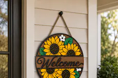 Summer Sunflower Welcome Sign SVG | Door Hanger Glowforge Product Image 6