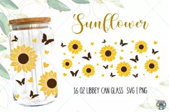 Sunflower 16 Oz Libbey Glass Can svg, Coffee Glass Can svg Product Image 1