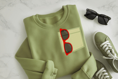Mock Pocket with Sunglasses Applique Embroidery