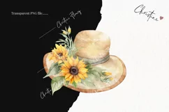 Watercolor Sunflower Sunhat Clipart | Watercolor Sunflower Product Image 2