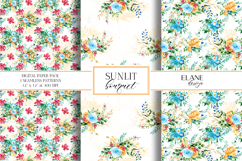 Summer Flowers Digital Paper, Floral Seamless Patterns Product Image 1