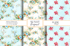 Summer Flowers Digital Paper, Floral Seamless Patterns Product Image 1