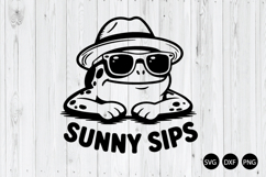 Sunny Sip SVG, Funny Frog SVG, Summer Frog SVG Product Image 1