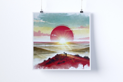Sunrise at the top of a hill - Digital Illustrations Product Image 5