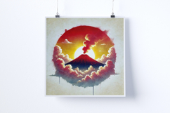 Sunrise at the top of a volcano - Digital Illustrations Product Image 4