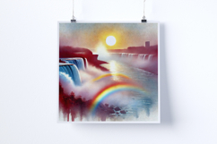 Sunrise by a waterfall - Digital Illustrations Product Image 2