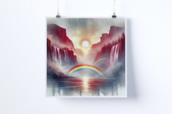 Sunrise by a waterfall - Digital Illustrations Product Image 4