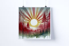 Sunrise in a dense forest - Digital Illustrations Product Image 2
