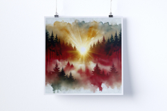 Sunrise in a dense forest - Digital Illustrations Product Image 3