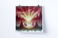 Sunrise in a dense forest - Digital Illustrations Product Image 5