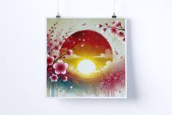Sunrise in a field of cherry blossoms-Digital Illustrations Product Image 5