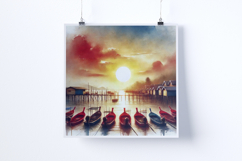 Sunrise in a fishing village - Digital Illustrations Product Image 4