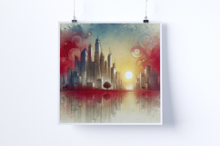 Sunrise in a futuristic city - Digital Illustrations Product Image 2