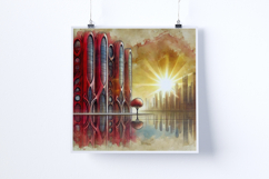 Sunrise in a futuristic city - Digital Illustrations Product Image 4
