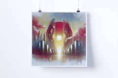 Sunrise in a futuristic city - Digital Illustrations Product Image 5