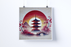 Sunrise in a Japanese zen garden - Digital Illustrations Product Image 4