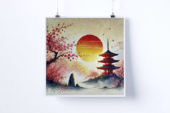 Sunrise in a Japanese zen garden - Digital Illustrations Product Image 5