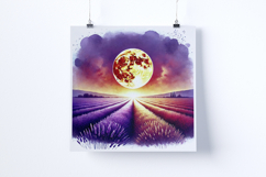 Sunrise in a lavender field - Digital Illustrations Product Image 2
