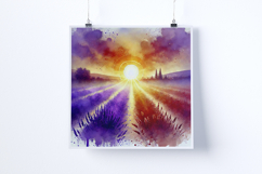 Sunrise in a lavender field - Digital Illustrations Product Image 4