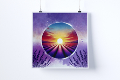Sunrise in a lavender field - Digital Illustrations Product Image 5