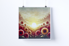 Sunrise in a sunflower field - Digital Illustrations Product Image 4