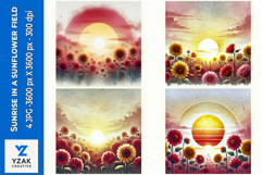 Sunrise in a sunflower field - Digital Illustrations Product Image 1