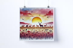 Sunrise in a wild meadow - Digital Illustrations Product Image 3