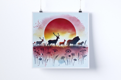 Sunrise in a wild meadow - Digital Illustrations Product Image 5