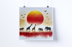 Sunrise in an African savannah - Digital Illustrations Product Image 2