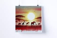 Sunrise in an African savannah - Digital Illustrations Product Image 3