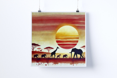 Sunrise in an African savannah - Digital Illustrations Product Image 4