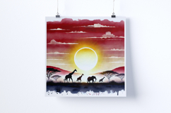 Sunrise in an African savannah - Digital Illustrations Product Image 5
