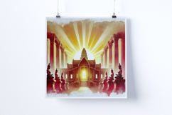 Sunrise in an ancient temple - Digital Illustrations Product Image 2