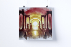 Sunrise in an ancient temple - Digital Illustrations Product Image 3