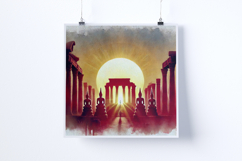 Sunrise in an ancient temple - Digital Illustrations Product Image 4