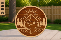 Sunrise Mountain Landscape Laser Cut File Product Image 1