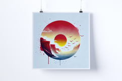 Sunrise on a cliffside - Digital Illustrations Product Image 2