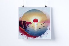 Sunrise on a cliffside - Digital Illustrations Product Image 4