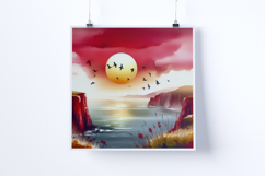 Sunrise on a cliffside - Digital Illustrations Product Image 5