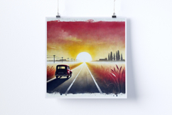 Sunrise on a country road - Digital Illustrations Product Image 2
