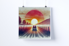 Sunrise on a country road - Digital Illustrations Product Image 3