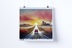 Sunrise on a country road - Digital Illustrations Product Image 4