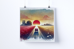 Sunrise on a country road - Digital Illustrations Product Image 5