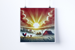 Sunrise on a farm - Digital Illustrations Product Image 2