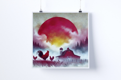 Sunrise on a farm - Digital Illustrations Product Image 4