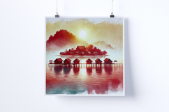 Sunrise on a remote tropical island - Digital Illustrations Product Image 2